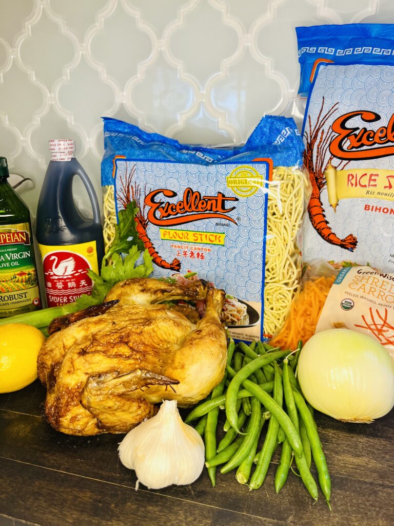 ingredients for pancit on a counter