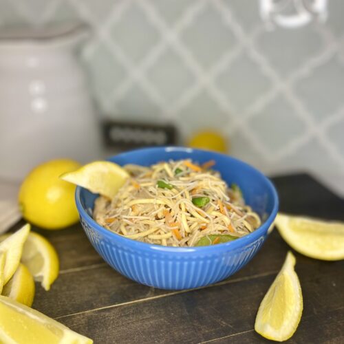 A bowl filled with pancit