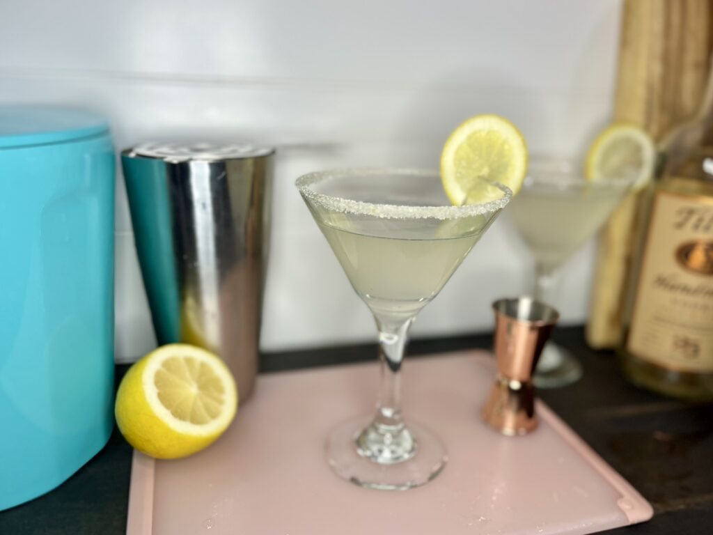 a finished lemon drop martini