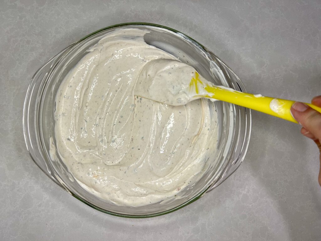 sour cream mixed with savory herb and garlic packets