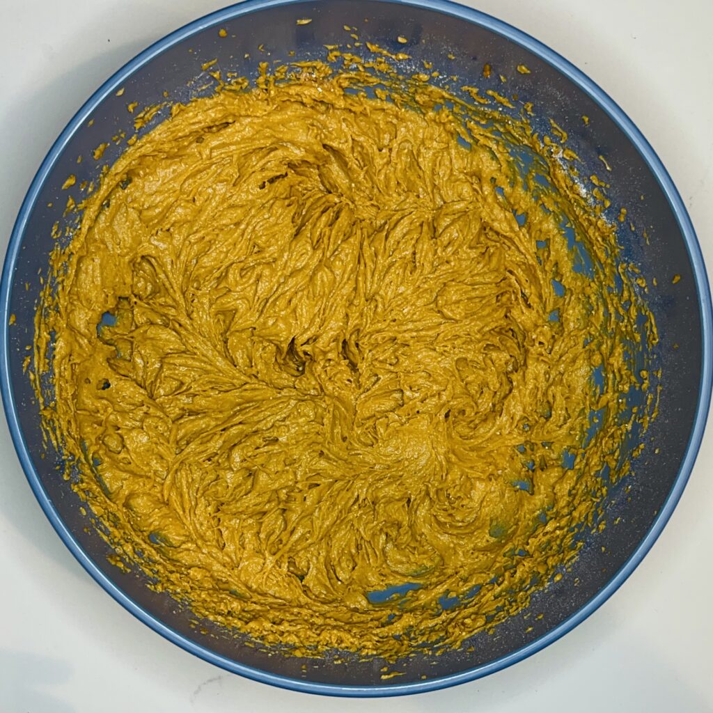 mixed batter in a large mixing bowl
