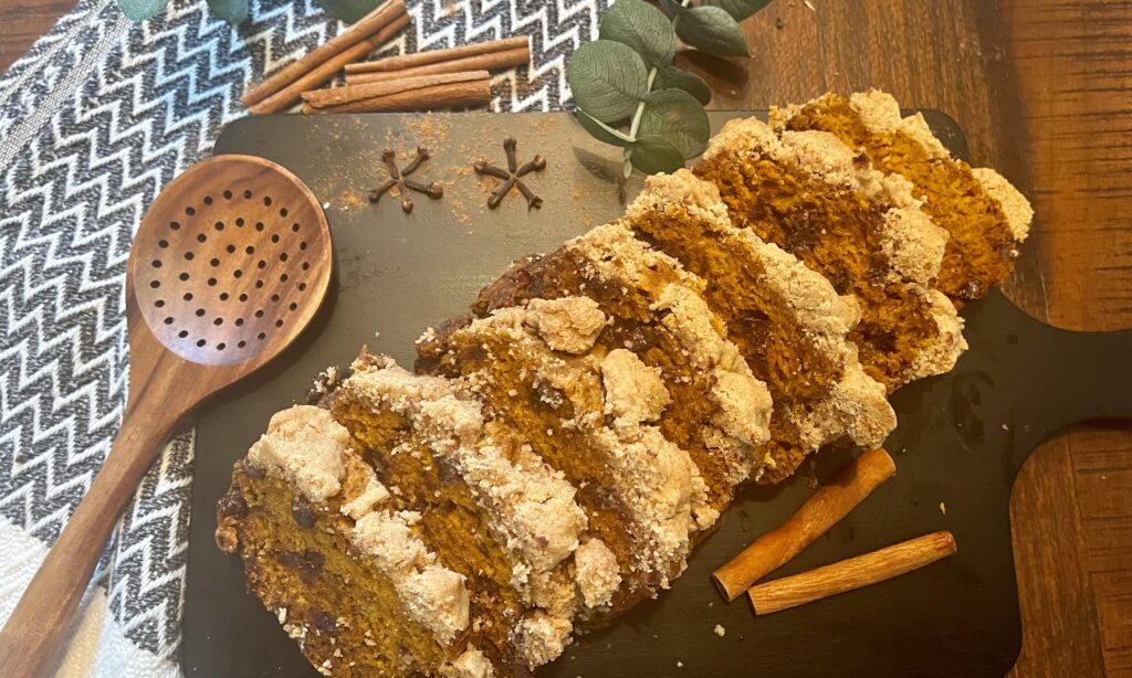 Pumpkin Chocolate chip streusel bread
