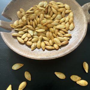 Roasted butternut squash seeds.