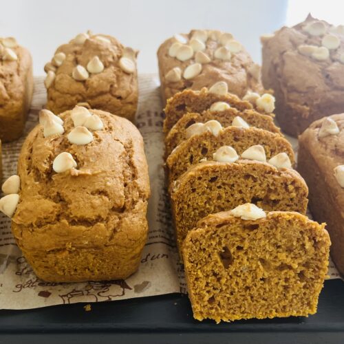 White Chocolate Chip Mini Pumpkin Loaves