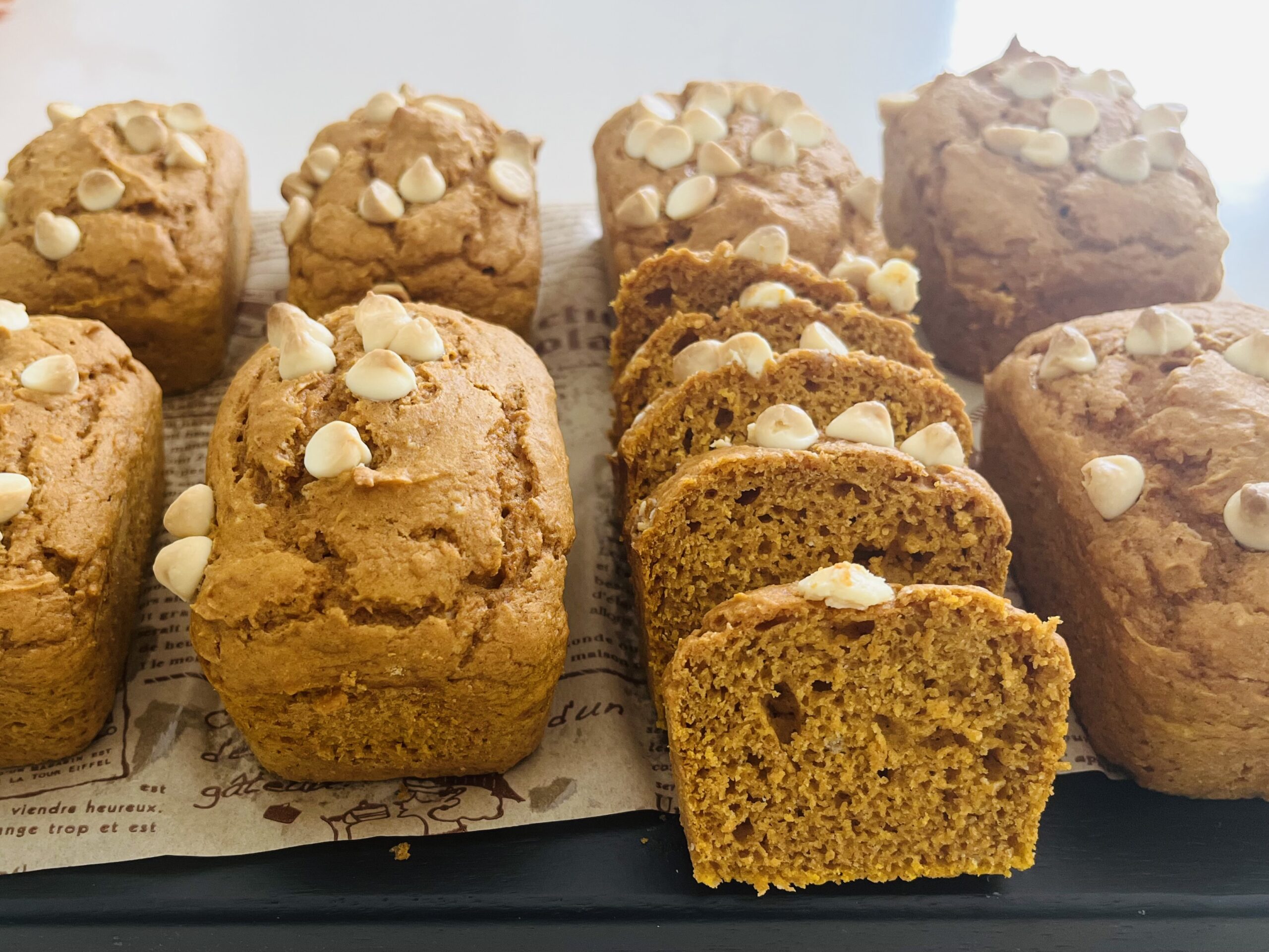 White Chocolate Chip Mini Pumpkin Loaves