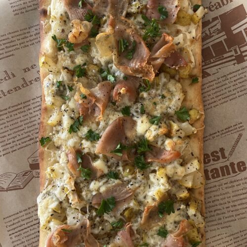 Prosciutto and Pear Flatbread Pizza