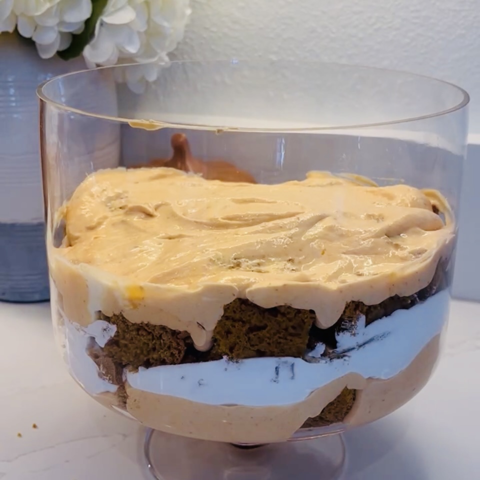 layered trifle on counter