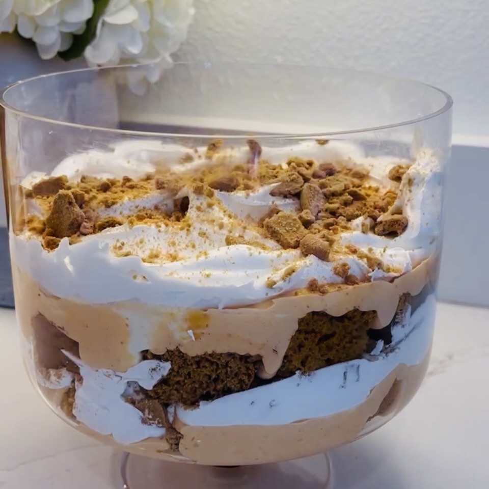 layered trifle on counter