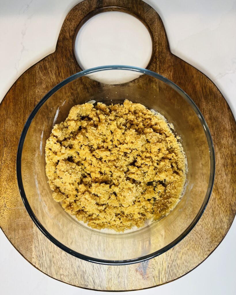 Brown sugar topping mixture in small