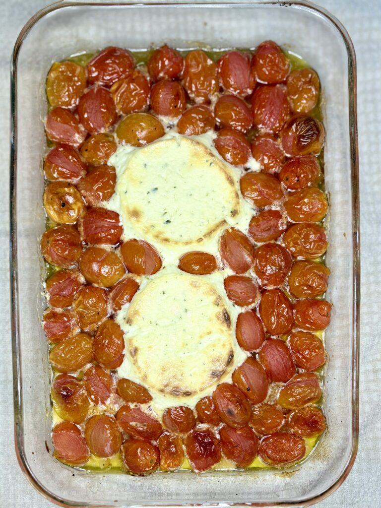 baked tomatoes and Boursin cheese