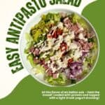 Fresh Italian sub salad with lettuce, ham, pepperoni, salami, cheese, onions, and Greek yogurt dressing, served on a white plate for healthy, flavorful meal options.