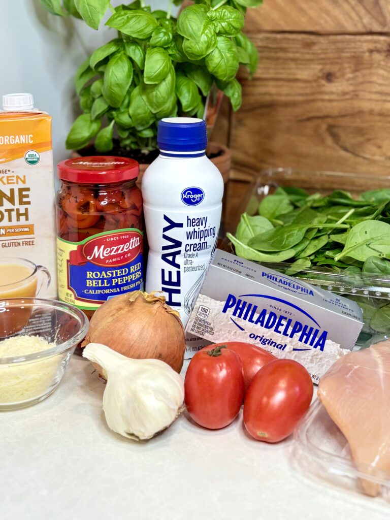 soup ingredients on a counter