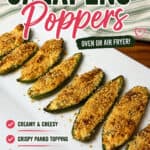 Jalapeño Poppers on a white plate with a striped towel