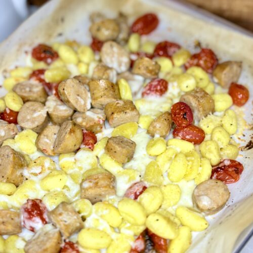 Cooked Italian Sausage and Gnocchi sheet pan dinner