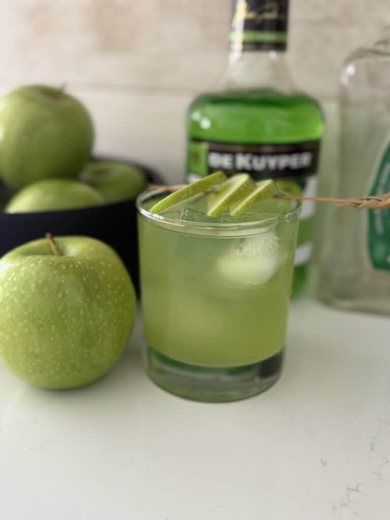 Sour Apple Margarita on the counter.