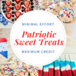 a variety of patriotic desserts that are red, white and blue