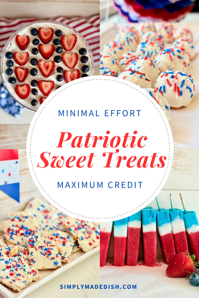 a variety of patriotic desserts that are red, white and blue