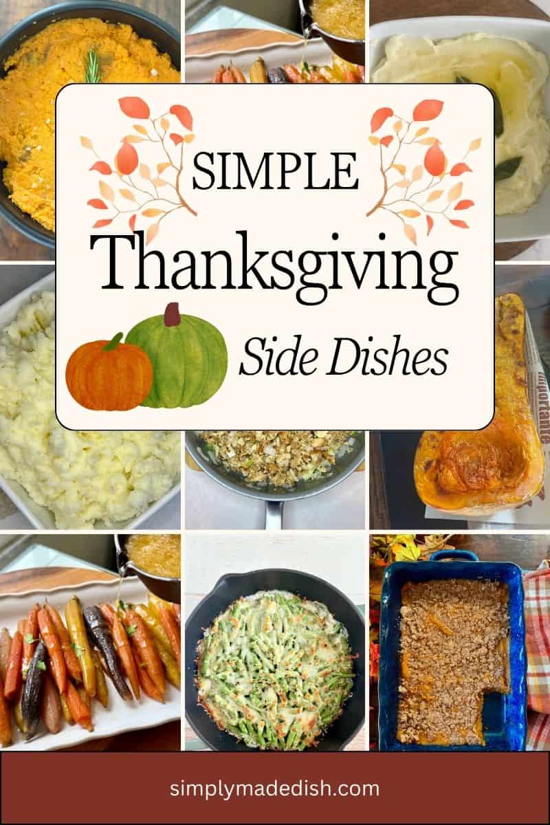 Thanksgiving collage of side dishes for a recipe round up