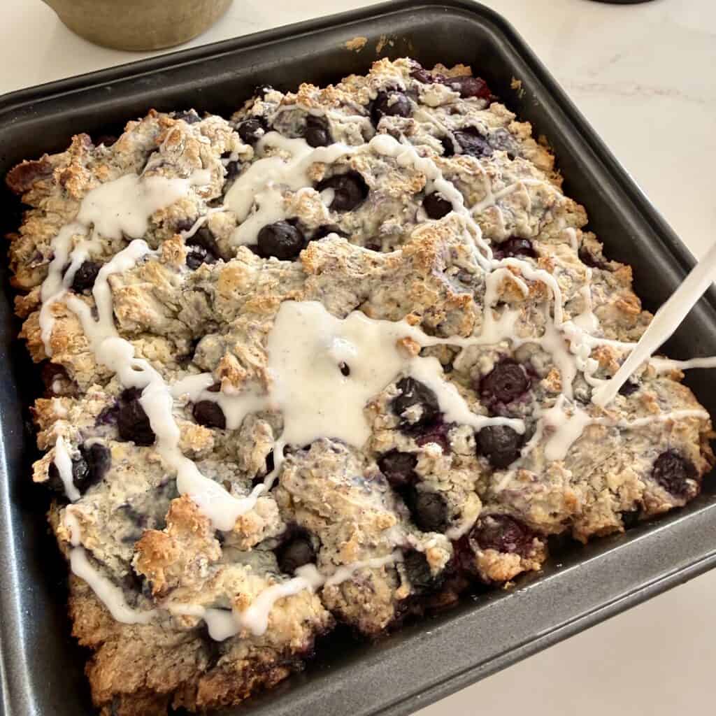 Delicious homemade blueberry squares made with Bisquick, fresh blueberries, and a sweet glaze, perfect for breakfast or dessert.