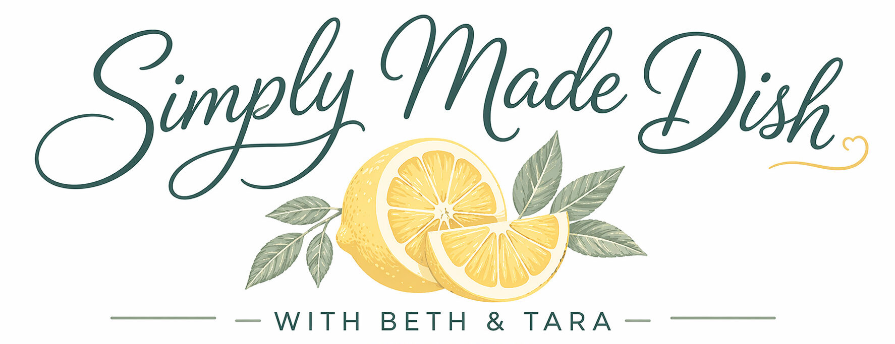 Logo for Simply Made Dish featuring lemon slices and leaves, representing fresh, homemade recipes and culinary creativity.