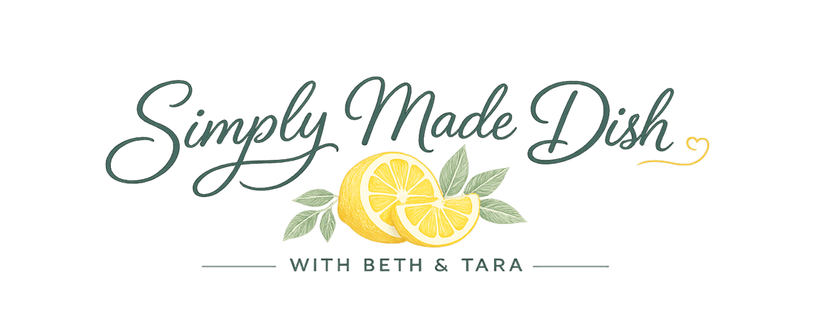 Logo for Simply Made Dish featuring lemon slices and fresh herbs, representing fresh, homemade recipes and quality ingredients for a food blog.