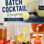 Refreshing lemon cocktail with fresh lemon slices and a salted rim, perfect for easy batch drink recipes. Ideal for gatherings, this vibrant beverage combines citrus flavors with a visually appealing.