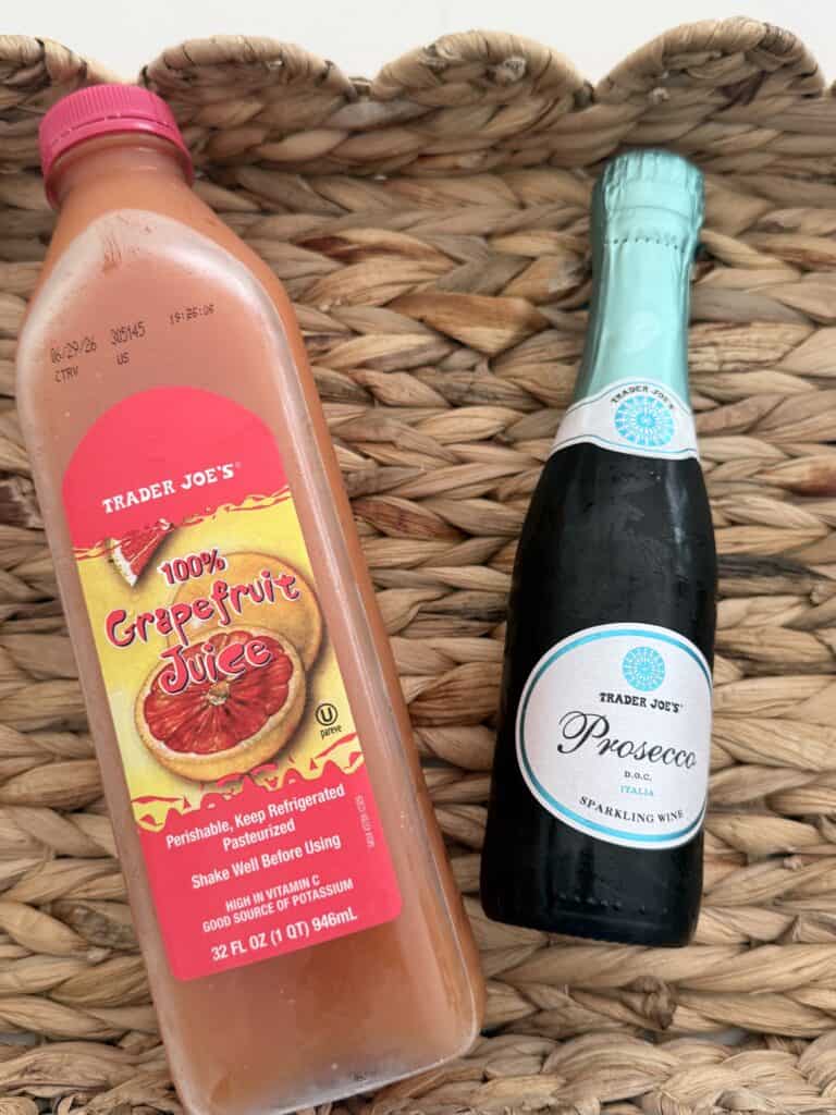 red ruby grapefruit juice with prosecco in a basket