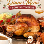 Thanksgiving dinner with roasted turkey, side dishes, and festive decorations for holiday celebration.